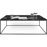 TemaHome Gleam 47x30 Marble Coffee Table | Black Marble / Black Lacquered Steel 187042-GLEAM47MAR