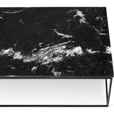 TemaHome Gleam 47x30 Marble Coffee Table | Black Marble / Black Lacquered Steel 187042-GLEAM47MAR