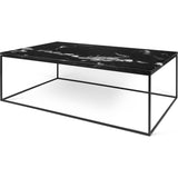 TemaHome Gleam 47x30 Marble Coffee Table | Black Marble / Black Lacquered Steel 187042-GLEAM47MAR