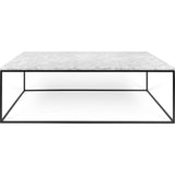TemaHome Gleam 47x30 Marble Coffee Table | White Marble / Black Lacquered Steel 187042-GLEAM47MAR