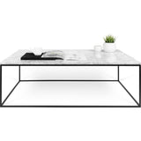 TemaHome Gleam 47x30 Marble Coffee Table | White Marble / Black Lacquered Steel 187042-GLEAM47MAR