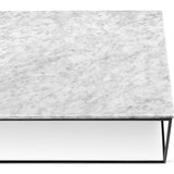 TemaHome Gleam 47x30 Marble Coffee Table | White Marble / Black Lacquered Steel 187042-GLEAM47MAR