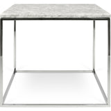 TemaHome Gleam 20x20 Marble Side Table | White Marble / Chrome 187042-GLEAM20MAR