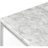 TemaHome Gleam 20x20 Marble Side Table | White Marble / Chrome 187042-GLEAM20MAR
