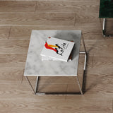 TemaHome Gleam 20x20 Marble Side Table | White Marble / Chrome 187042-GLEAM20MAR