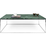 TemaHome Gleam 47x30 Marble Coffee Table | Green Marble / Chrome 187042-GLEAM47MAR