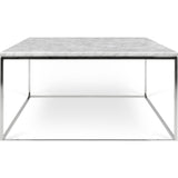 TemaHome Gleam 30x30 Marble Coffee Table | White Marble / Chrome 187042-GLEAM30MAR