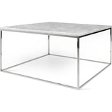 TemaHome Gleam 30x30 Marble Coffee Table | White Marble / Chrome 187042-GLEAM30MAR