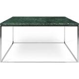 TemaHome Gleam 30x30 Marble Coffee Table | Green Marble / Chrome 187042-GLEAM30MAR