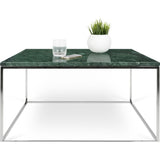 TemaHome Gleam 30x30 Marble Coffee Table | Green Marble / Chrome 187042-GLEAM30MAR