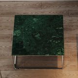 TemaHome Gleam 30x30 Marble Coffee Table | Green Marble / Chrome 187042-GLEAM30MAR