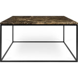 TemaHome Gleam 30x30 Marble Coffee Table | Brown Marble / Black Lacquered Steel 187042-GLEAM30MAR