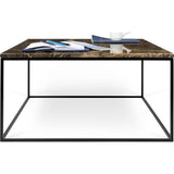 TemaHome Gleam 30x30 Marble Coffee Table | Brown Marble / Black Lacquered Steel 187042-GLEAM30MAR
