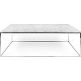TemaHome Gleam 47x30 Marble Coffee Table | White Marble / Chrome 187042-GLEAM47MAR
