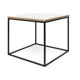 TemaHome Gleam 20x20 Side Table | Pure White & Plywood / Black Lacquered Steel 187042-GLEAM20