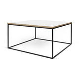TemaHome Gleam 30x30 Coffee Table | Pure White & Plywood / Black Lacquered Steel 187042-GLEAM30
