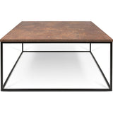 TemaHome Gleam 30x30 Coffee Table | Rusty Look / Black Lacquered Steel 187042-GLEAM30
