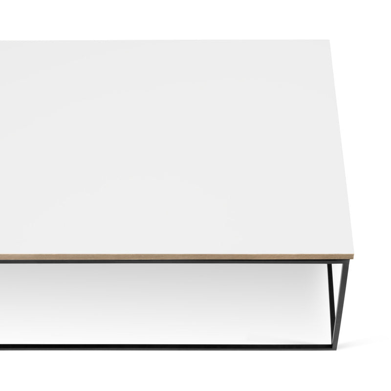 TemaHome Gleam 47x30 Coffee Table | Pure White & Plywood / Black Lacquered Steel 187042-GLEAM47