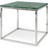 TemaHome Prairie 20 X 20" Marble End Table | Green Marble Top/Chrome Legs 9500.626715