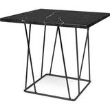 TemaHome Helix 20x20 Marble Side Table | Black Marble / Black Lacquered Steel 189043-HELIX20MAR