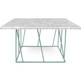 TemaHome Helix 30x30 Marble Coffee Table | White Marble / Sea Green Lacquered Steel 189042-HELIX30MAR