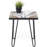 TemaHome Dalle End Table | Tile on MDF with Dark Grey Steel Legs 203043-DALLE