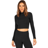 Koral Luca Rib Long Sleeve Crop Top | Black