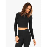 Koral Luca Rib Long Sleeve Crop Top | Black