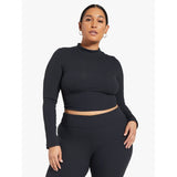 Koral Luca Rib Long Sleeve Crop Top | Black