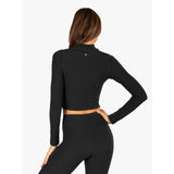 Koral Luca Rib Long Sleeve Crop Top | Black