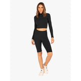 Koral Luca Rib Long Sleeve Crop Top | Black