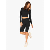Koral Luca Rib Long Sleeve Crop Top | Black
