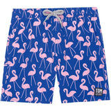 Tom & Teddy Father Son Swimming Trunks | Rose & Blue Flamingo