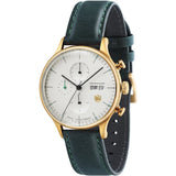 DuFa VAN DER ROHE BARCELONA Chrono Watch | Gold Silver White Dial Green Band