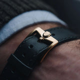 DuFa VAN DER ROHE BARCELONA Chrono Watch | Gold Silver White Dial Green Band