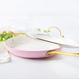Greenpan Reserve Ceramic Nonstick 12" Frypan with Helper Handle | Blush with Gold-Tone Handles