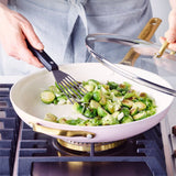 Greenpan Reserve Ceramic Nonstick 12" Frypan with Helper Handle | Blush with Gold-Tone Handles