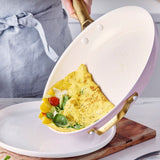Greenpan Reserve Ceramic Nonstick 12" Frypan with Helper Handle | Blush with Gold-Tone Handles
