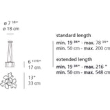 Artemide Logico Micro Suspension Triple Nested Max Ceiling Light | 3X60W E12 120V EXT 15FT Grey/White