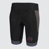Zone3 Women's Aquaflo Plus Tri Shorts | Black/Grey/Neon Pink