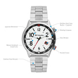 Columbia Outbacker White 3-Hand Date Men's Lifestyle Analog Watch | Stainless Steel Bracelet