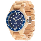 WeWood Date Metal/Maple Wood Watch | Beige/Blue - WDMBB