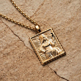 Awe Inspired Mini Oshun Tablet Necklace Adjustable Cable Chain XL 20"-22" | Gold Vermeil