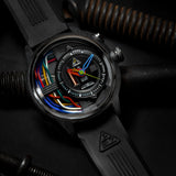 The Electricianz CARBON Z RUBBER 45mm | Black Rubber Strap/ Nylon