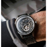 The Electricianz E-Code | 43mm case, grey calfskin leather/ Hybrid