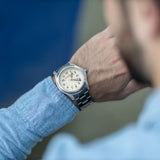 ArmourLite Field Series Stainless Steel Mens Watch | Diameter: 42mm Thickness: 10.8mm - Shatterproof Armourglass - Beige Dial