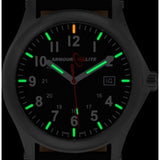 ArmourLite Field Series Genuine Leather Mens Watch | Diameter: 42mm Thickness: 10.8mm - Shatterproof Armourglass - Black Dial