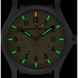 ArmourLite Field Series Genuine Leather Mens Watch | Diameter: 42mm Thickness: 10.8mm - Shatterproof Armourglass - Beige Dial