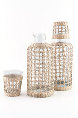 Seagrass Indochine & Rattan Wide Cage Tumbler | 6 pc Glassware Set