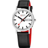 Mondaine Classic 36 mm Day Date Watch | St. Steel Polished / White